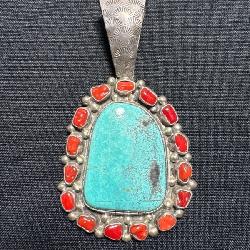 Large Turquoise Sterling Silver Pendant