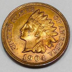 1904 Indian Head Penny Uncirculated Red