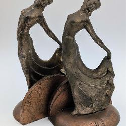 Art Deco Dancing Lady Bronze Patinaed Bookends