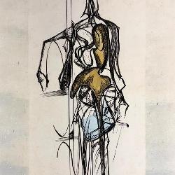 Mid-Century Modernist Abstract Figurative Painting