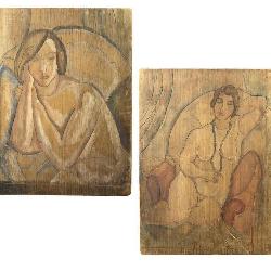 Flora Schofield (AM, 1871-1960) Painted Wood Block