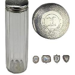 1879 Sterling & Cut Glass Vanity Dresser Jar