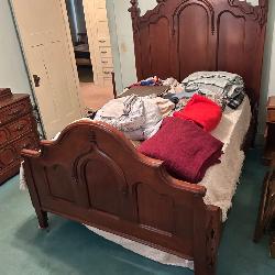 Walnut high back bed