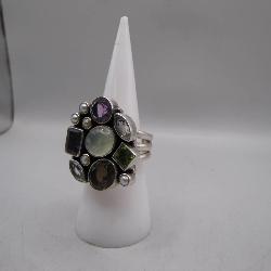 925 Sterling Silver Jewel Ring, Size 8