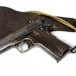 Original WWI USMC United States Marine Corps Colt 1911 Pistol Rig with Magazines, Holster, And lanyard 