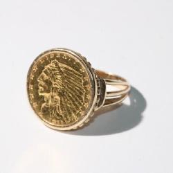 14kt Gold Ring with Mounted 1911 Indian Half Eagle