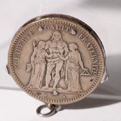 Rare Antique 1873 French 5 Franc coin, signed