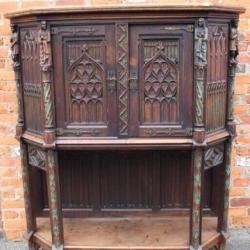 Gohic Reival Carves Oak Court Cabinet Late 19th