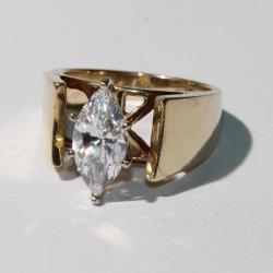14kt Yellow Gold Cathedral Ring w/ CZ Marquise