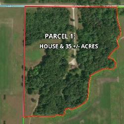 Parcel 1: House & 35 +/- Acres