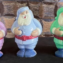 VTG 1950s Rosbro Plastic Santa Claus Ornaments