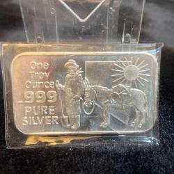 One troy ounce fine silver bar
