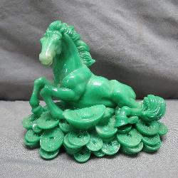 Jade Horse Sculpture on Coin Base