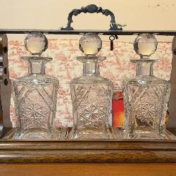 Tantalus Liquor Decanters In Locking Wood Case