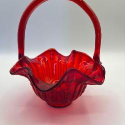 Ruby Red Fenton glass basket, approx. 6