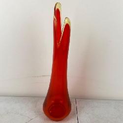 vintage mid-century modern red glass swung base