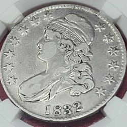 1832 LG. LTR Capped Bust Half Dollar