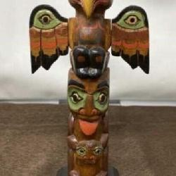 Hand Carved Wooden Totem Pole