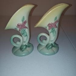 pair of vintage Hull pottery vases.