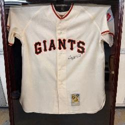 Willie Mays signed Giants Mitchell & Ness CC Jersey w/ Say Hey COA - framed