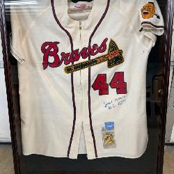Hank Aaron Home signed Braves Jersey -Run King Mitchell & Ness CC w/ Steiner COA - framed 