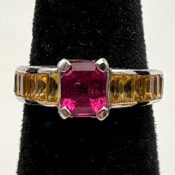 Suzy Levian NY 18K WG Ruby/Sapphire & Diamond Ring