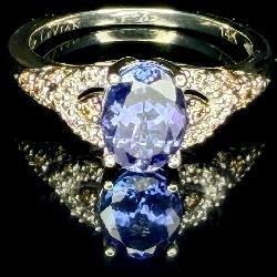 14K Gold LeVian Tanzanite & Genuine Diamond Ring