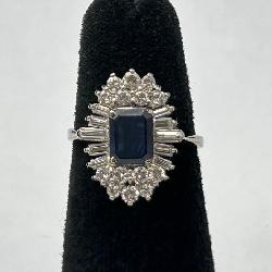 GGA 18K WG, Sapphire & Diamond Ring
