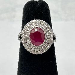 Platinum, Rare Burmese Ruby & Diamond Ring