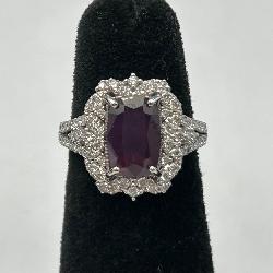 Platinum, Kashmir Sapphire & Diamond Ring