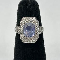 Platinum Color Changing Sapphire & Diamond Ring