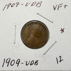 1909-VDB Lincoln Wheat Penny, VF+