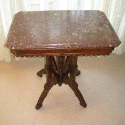 Victorian East Lake Walnut Marble Top ParlorTable