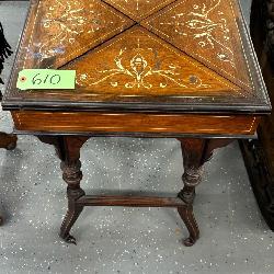 #610 Mahogany Inlaid Edwardian Envelope Card Table with Swivel Top (Opens Flat)