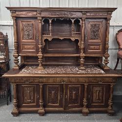 ##694 Beautiful Antique French Renaissance Style Walnut Sideboard / Buffet