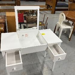 White Flip-Top Makeup Vanity & Writing Desk 