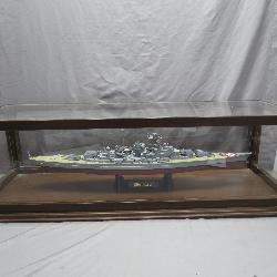 German WWII Battleship Model in Case