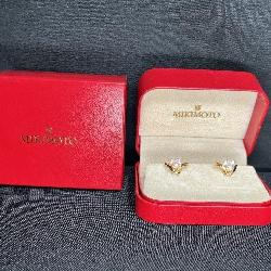 Mikimoto 18k Gold Triple Pearl Earrings