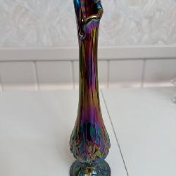 Carnival Glass Bud Vase With Fenton Label