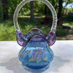 Fenton Art Glass Mulberry Honor Collection Basket