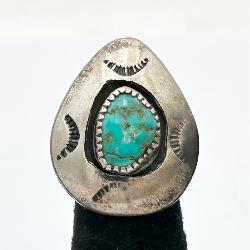 Vintage Navajo Sterling & Turquoise Shadowbox Ring