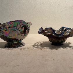 Two Iridescent Glass Bowls