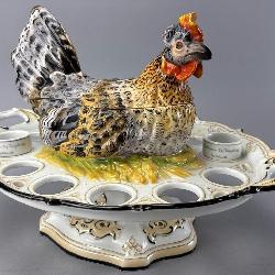 F&M Ceramic Chicken Serving Dish, 14.5 inches long