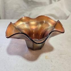 Fenton Peacock Feather Tail Carnival Glass Bowl