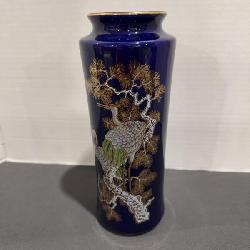 Vintage Japanese cobalt porcelain vase