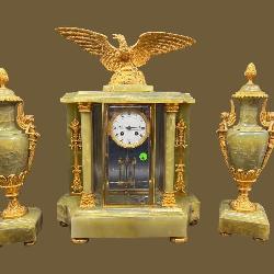FRENCH GREEN ONYX 3 PC CRYSTAL REGULATOR SET