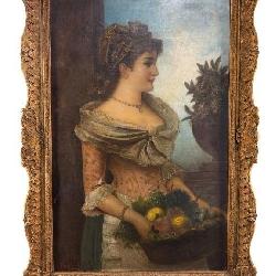 SIGNED FRANZ BRENTANO ANTIQUE OIL ON CANVAS