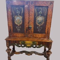 WALNUT ALL PAINT DECORATED CARVED BLIND DOOR