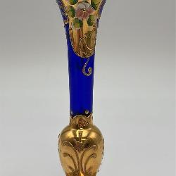 vintage cobalt blue Bohemian bud vase