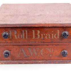 Antique Advertising 2-Drawer Spool Cabinet